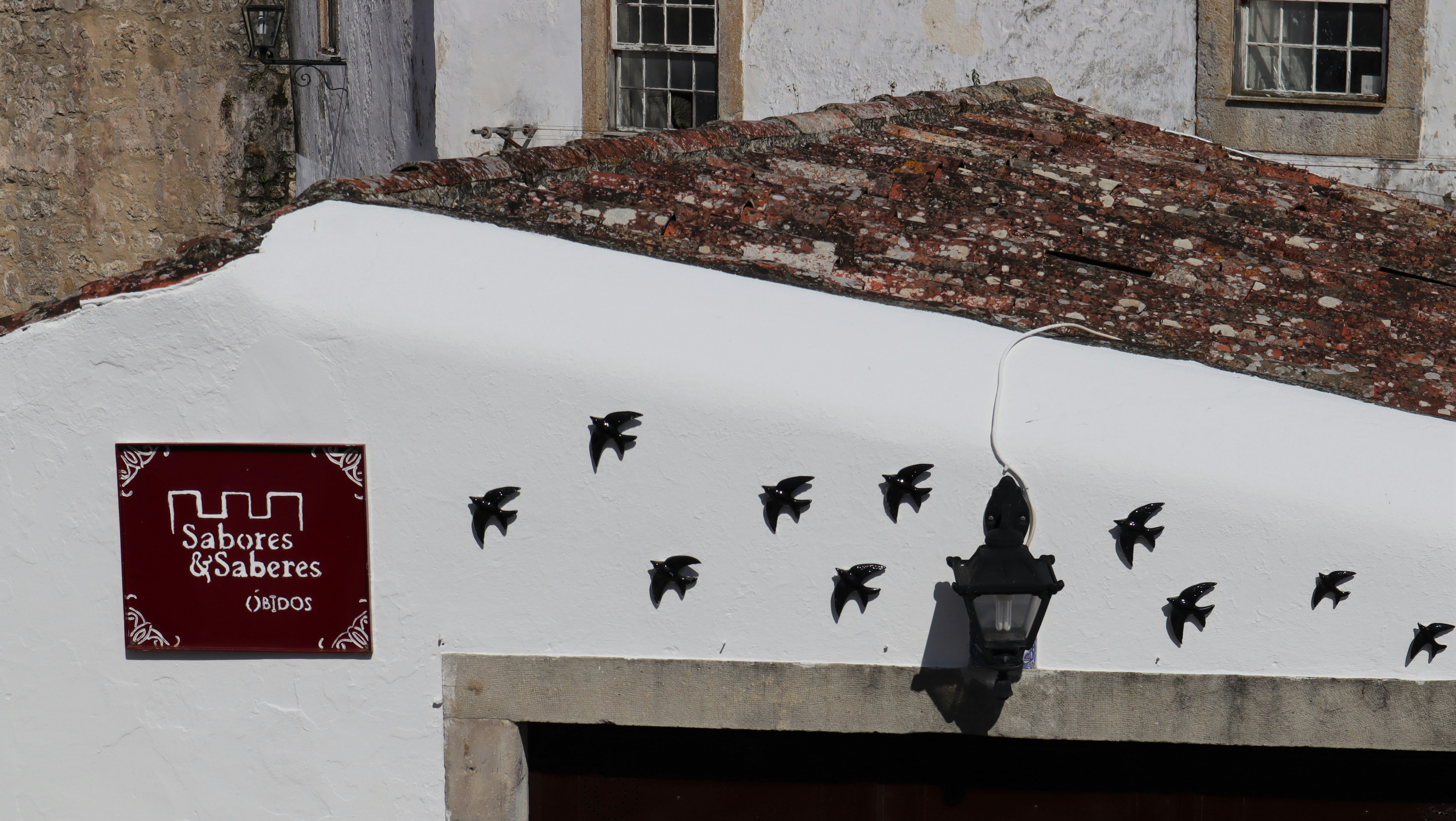 black and white birds on white wall