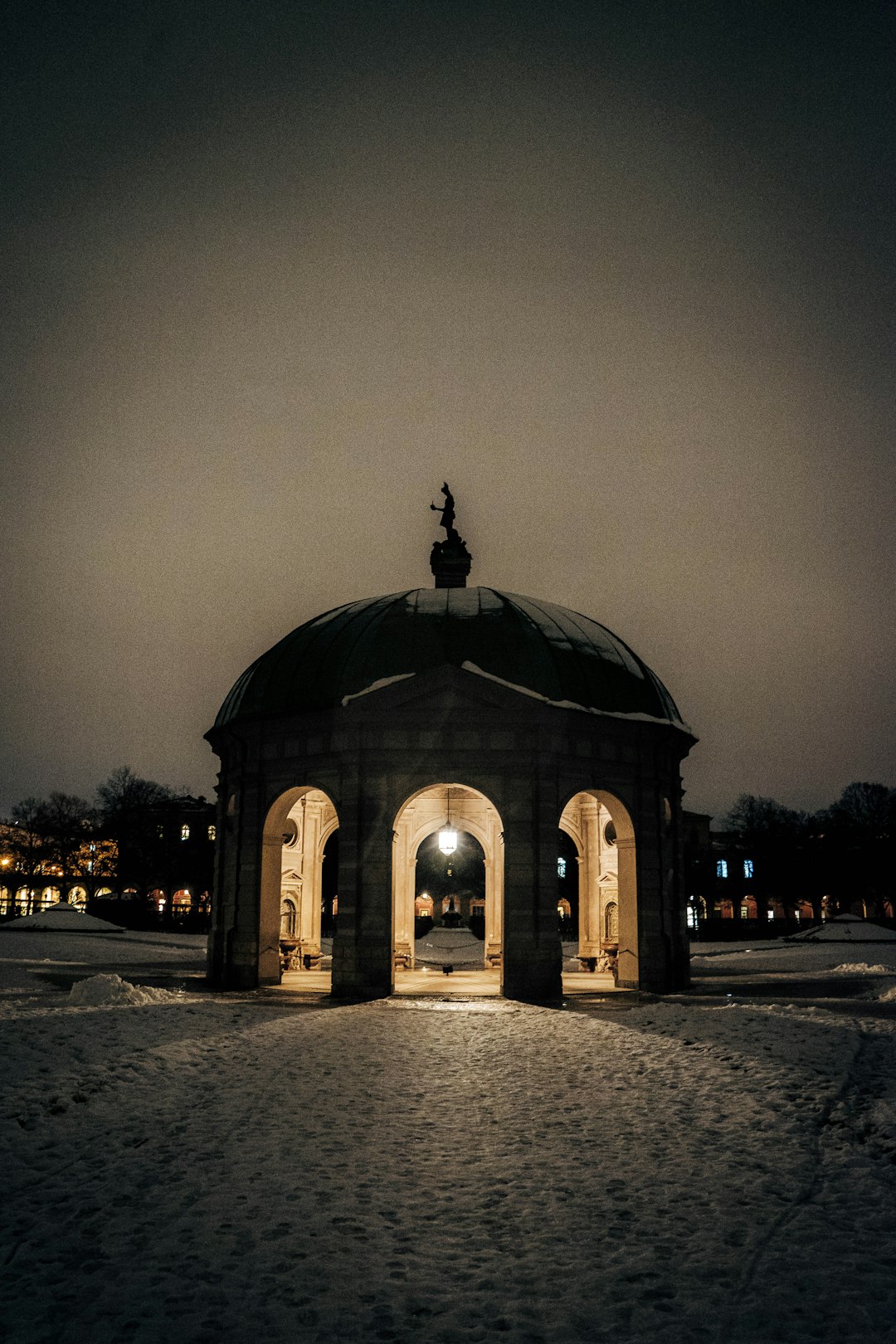 white and brown dome building during night time