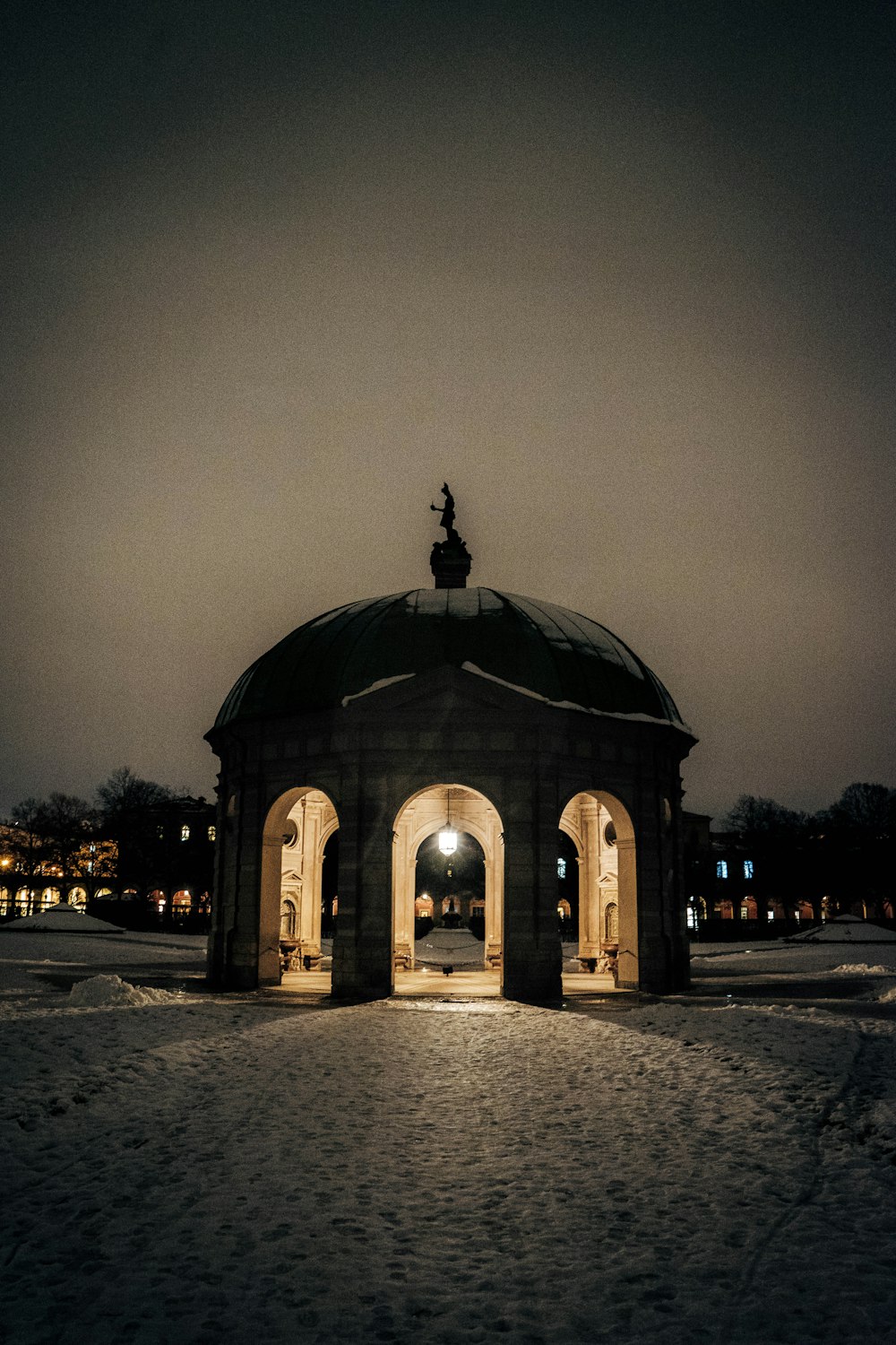 white and brown dome building during night time