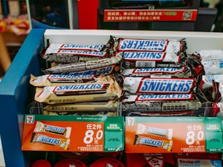 a display of snacks in a grocery store