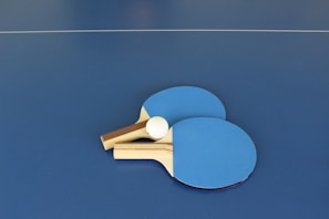 blue and brown wooden heart