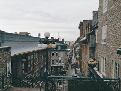 Historic cobblestone streets of Québec City lined with charming old buildings.