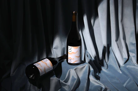 Minimal black label wine bottle - Domaine Blanc natural wine packaging