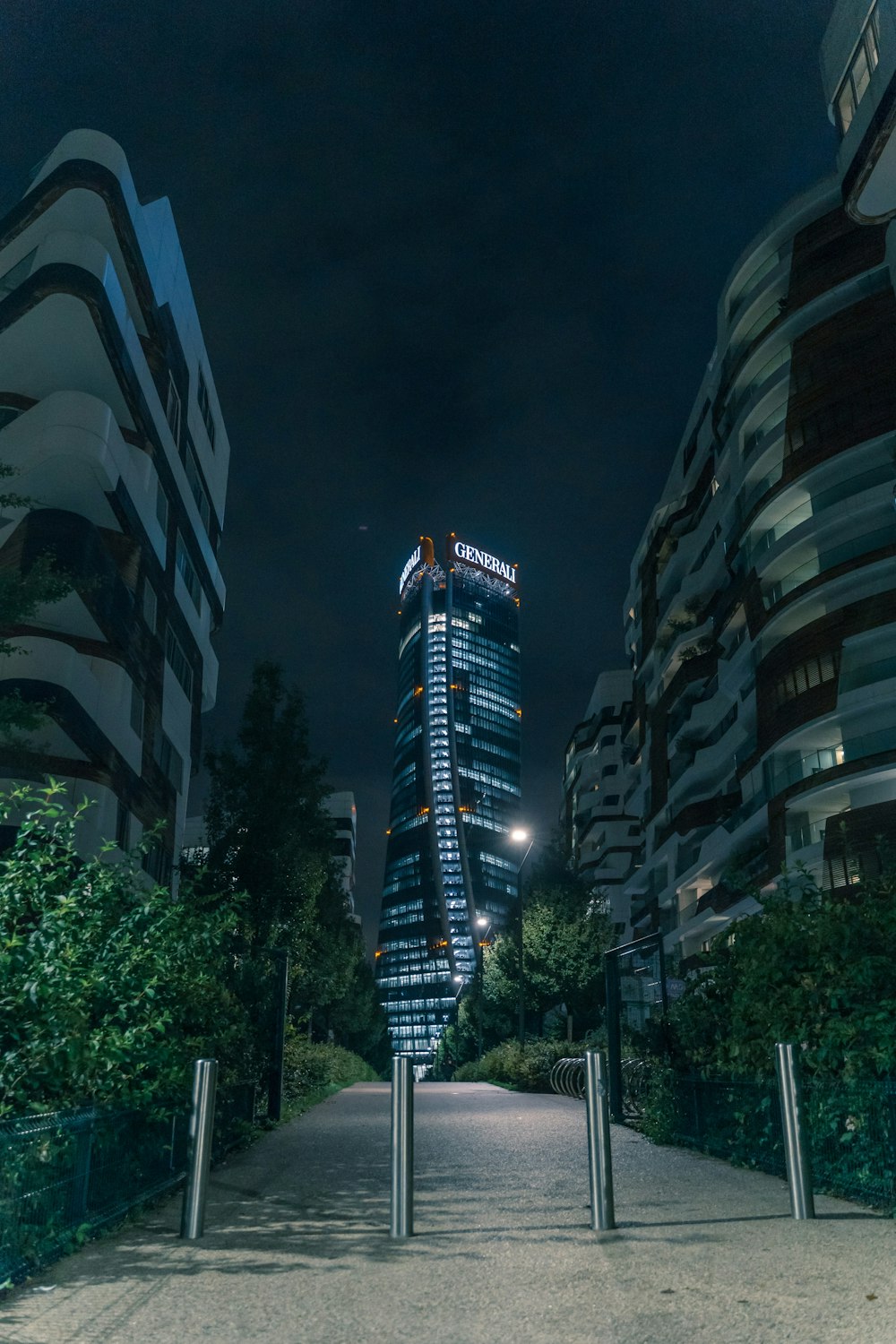 black and white high rise building