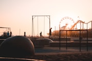 silhouette of people walking on park during sunset