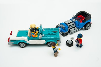 blue and black lego truck toy
