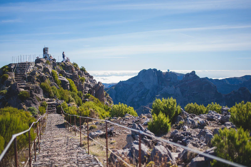 A stone summit path across Madeira’s high mountains