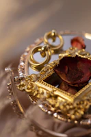 Artistic shot of a modern frame detail with golden edges complementing a canvas painting.