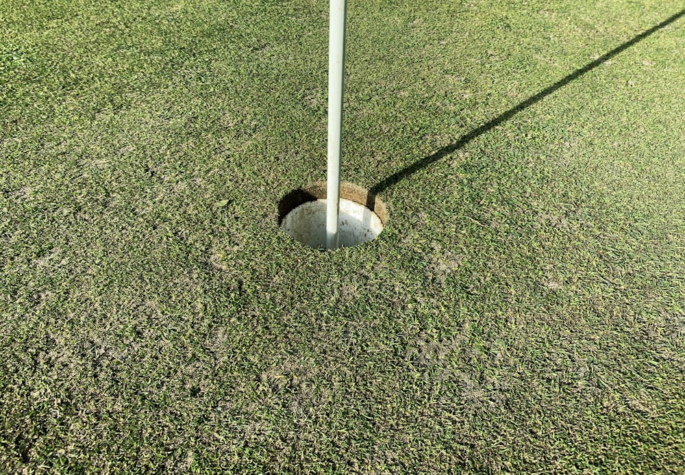 white and gray metal stand on green grass field