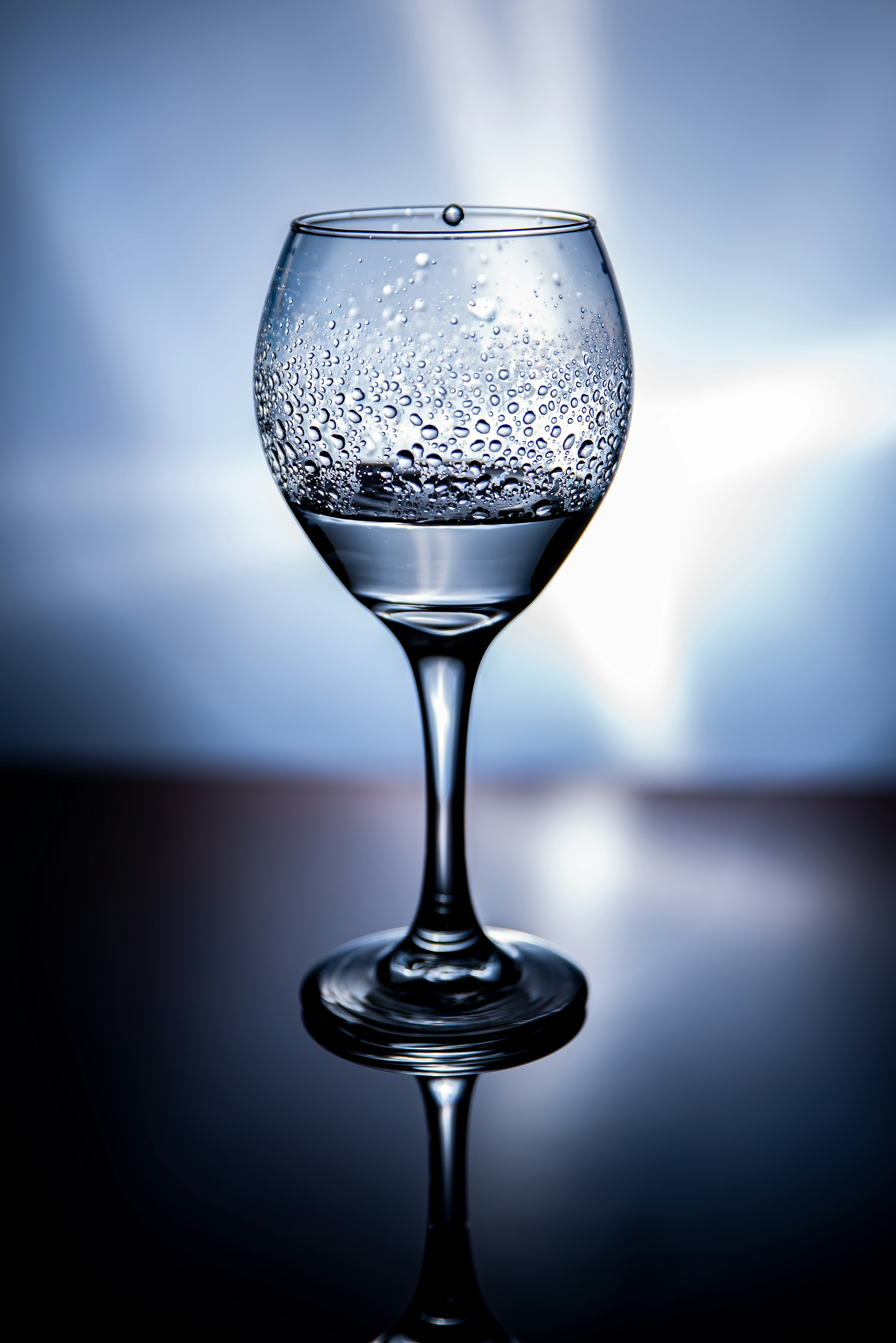 clear wine glass with water