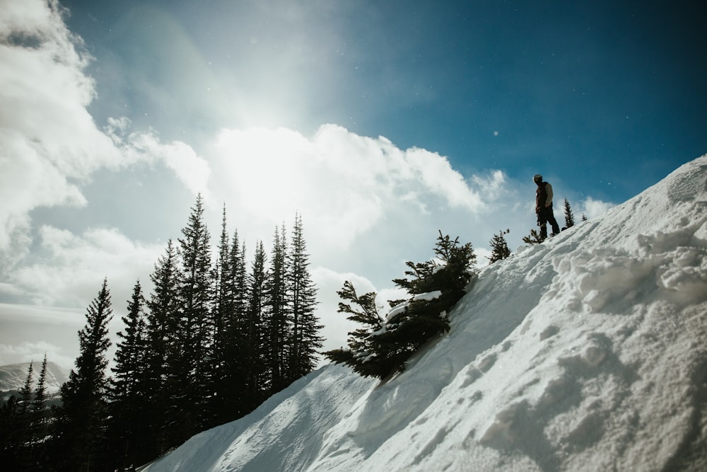 person standing on snow covered mountain during daytime