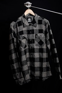 black and gray checkered dress shirt