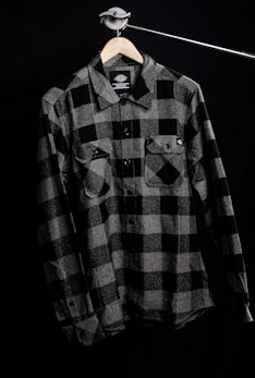 black and gray checkered dress shirt