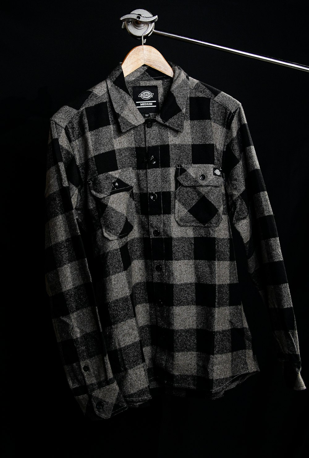 black and gray checkered dress shirt