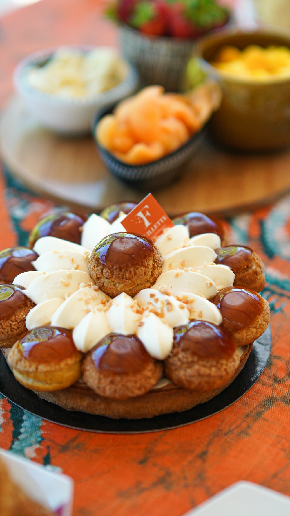 brown and white round pastries on brown wooden table