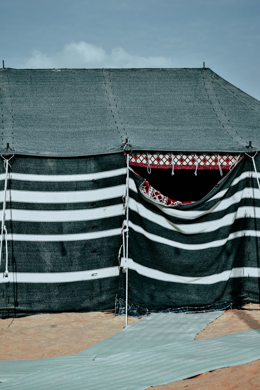 black and white striped textile