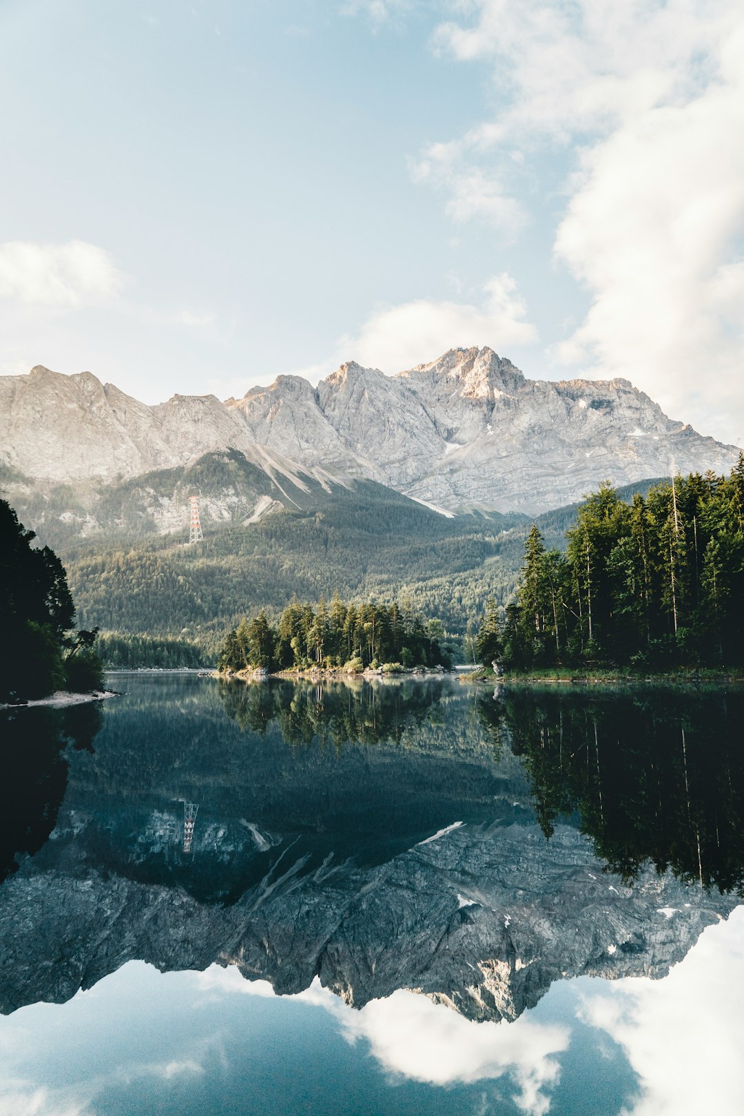 green trees near lake and mountain range