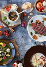 A step-by-step cooking process image showing ingredients for the dishes.