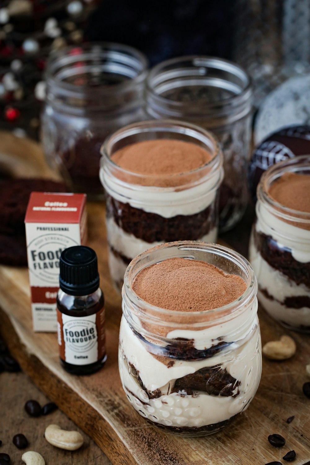 clear glass jar with white powder