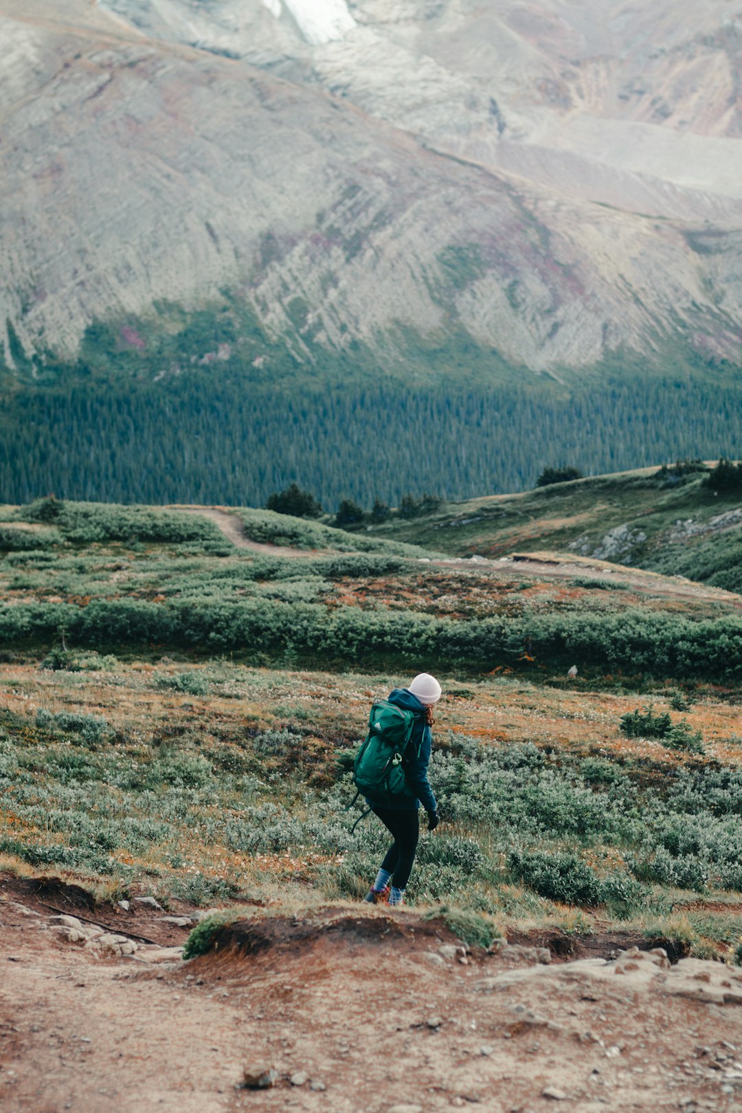 person in green jacket walking on green grass field during daytime