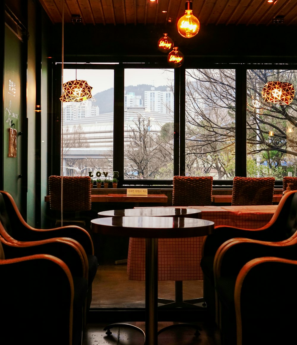 brown wooden table and chairs