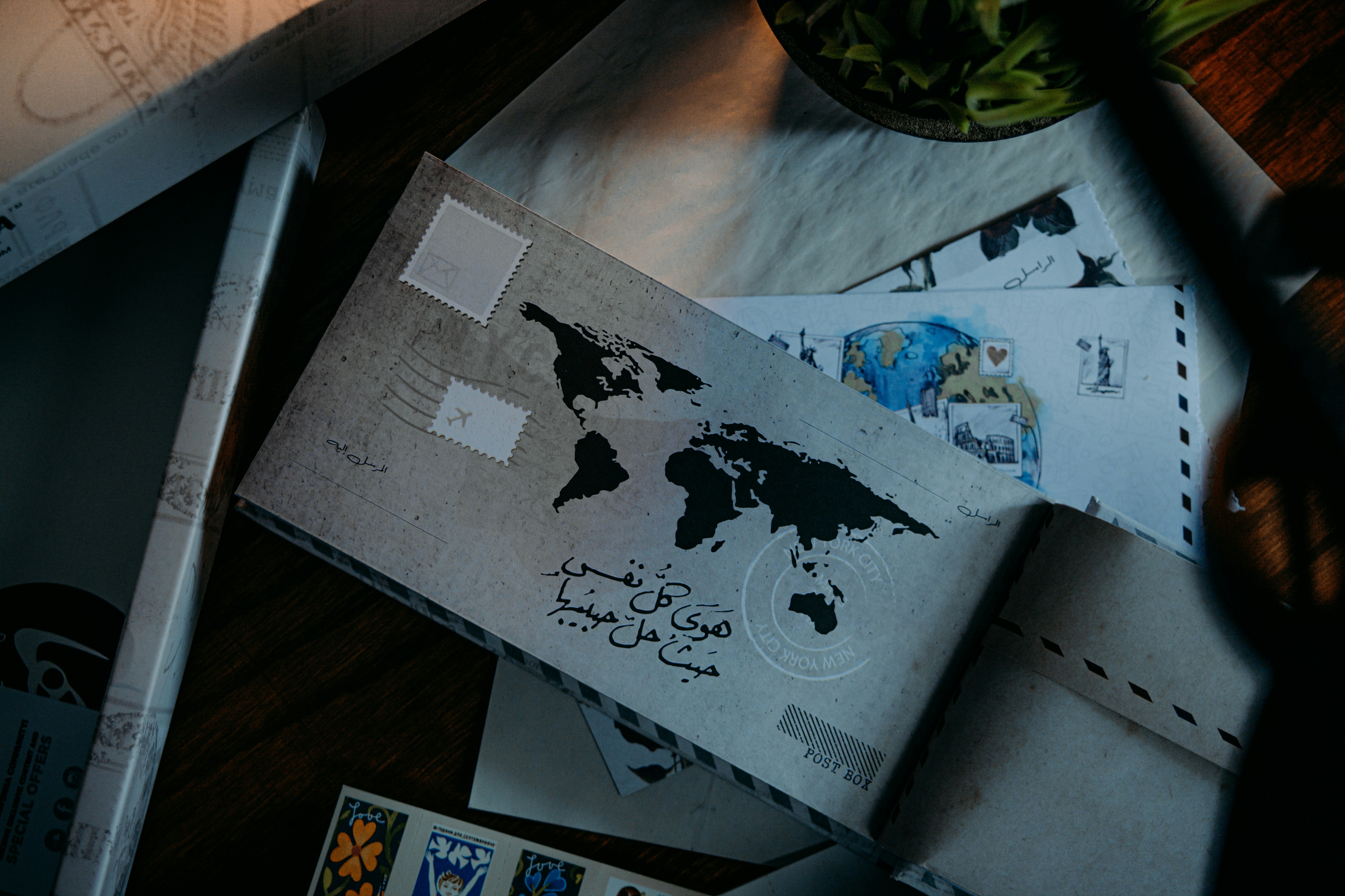 White and black book on white and blue table