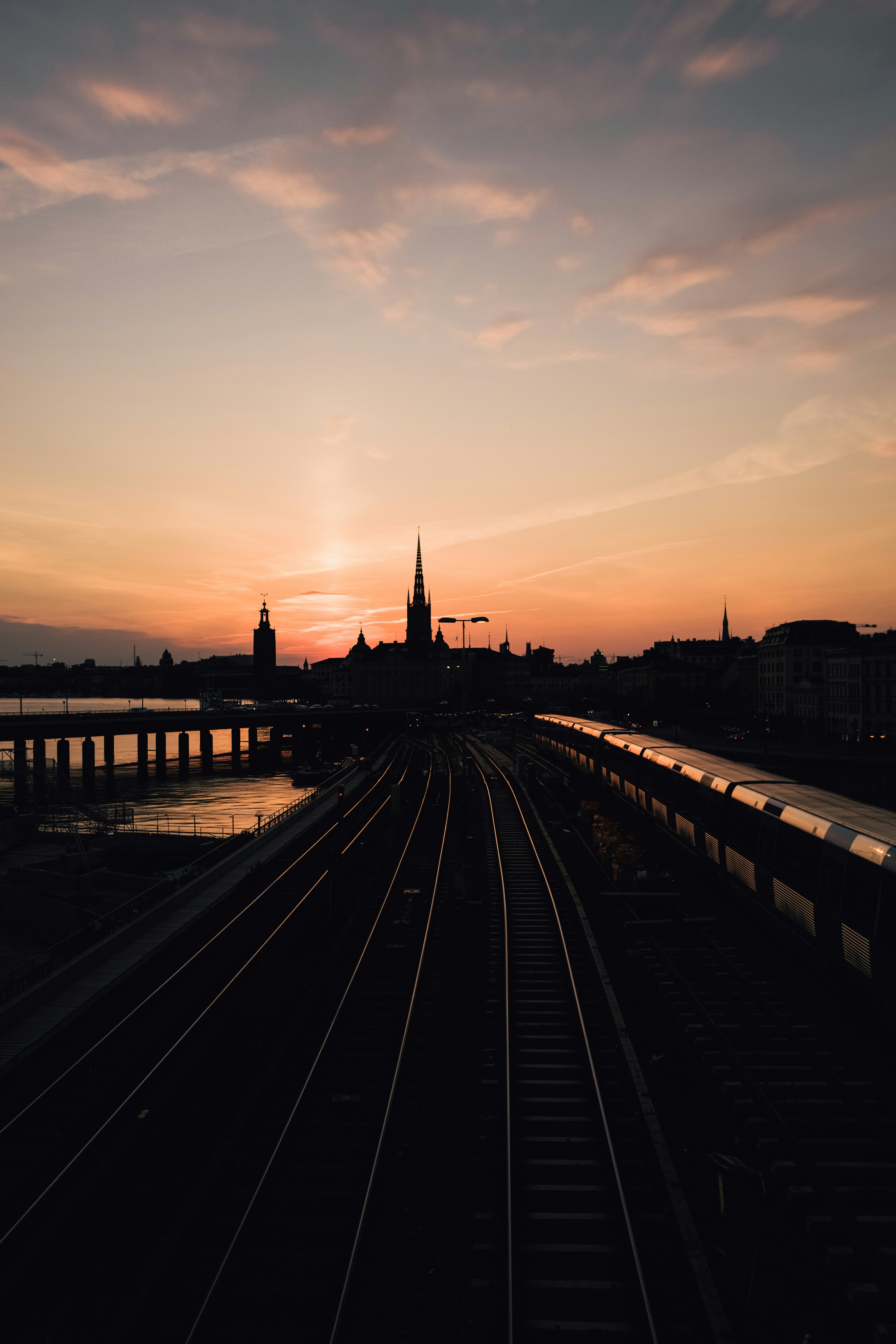 silhouette of bridge during sunset