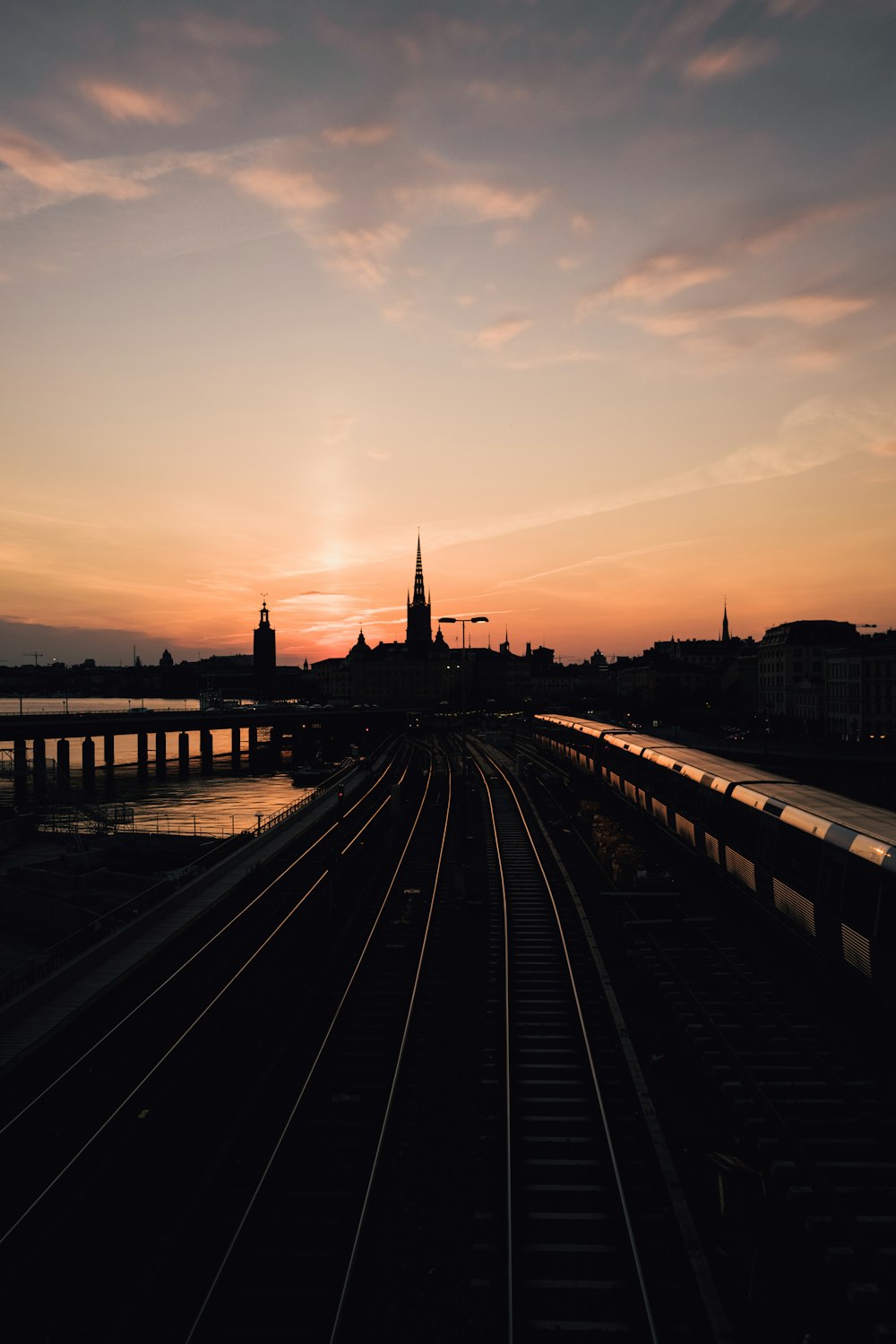 silhouette of bridge during sunset