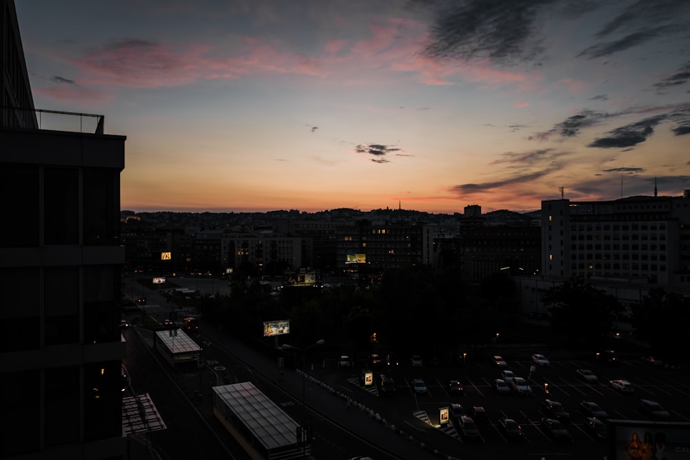 high rise buildings during sunset