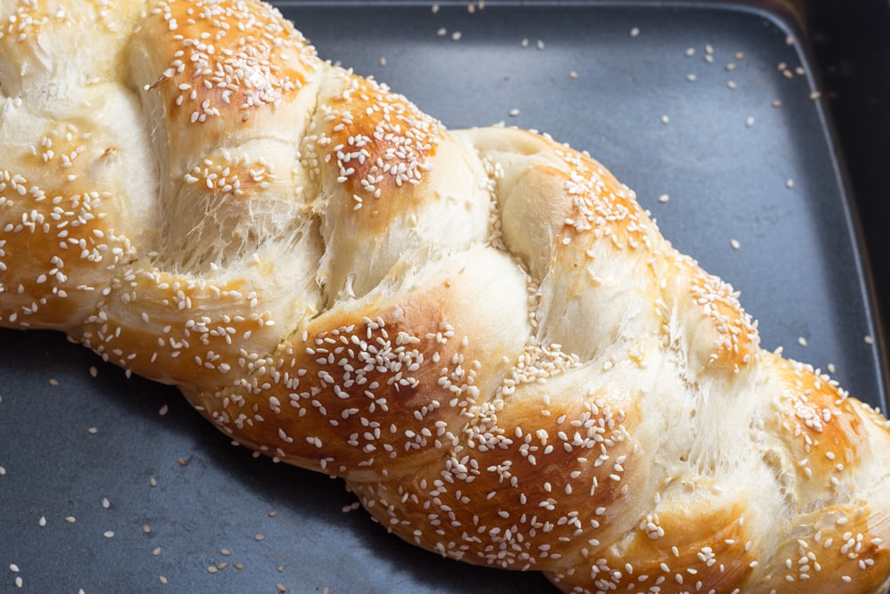 bread on black granite table