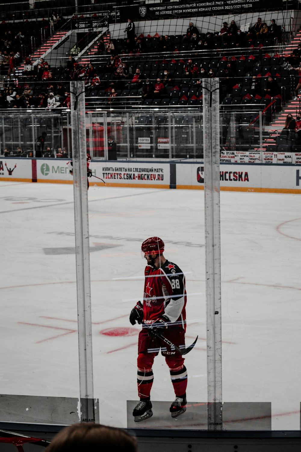 ice hockey players on ice hockey field