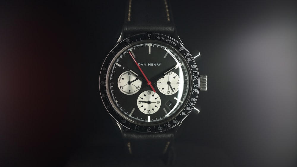 black and silver chronograph watch