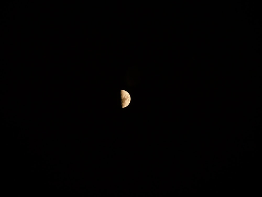 white half moon in dark night sky