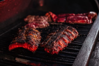 grilled meat on black grill
