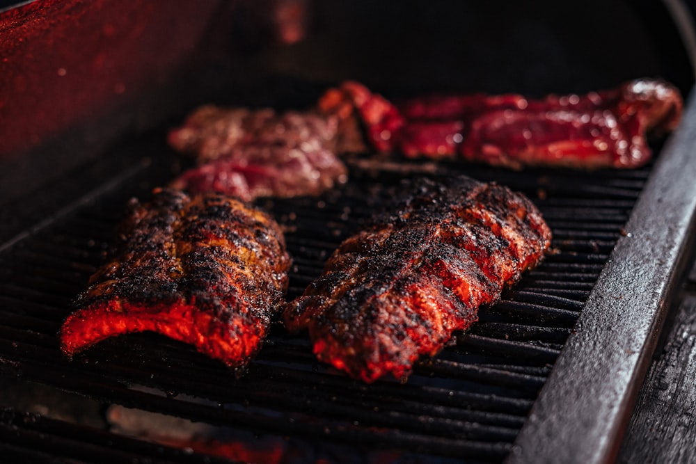 grilled meat on black grill