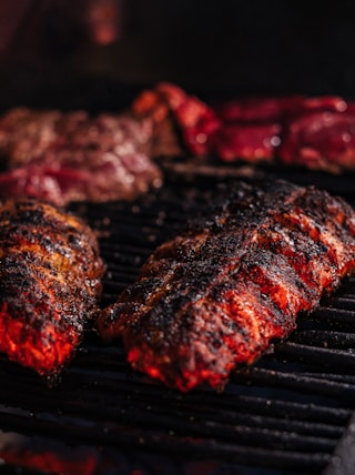 grilled meat on black grill