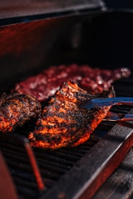 grilled meat on black grill