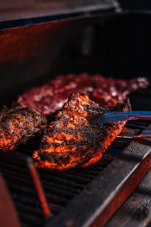 grilled meat on black grill