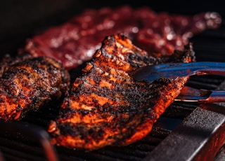 grilled meat on black grill