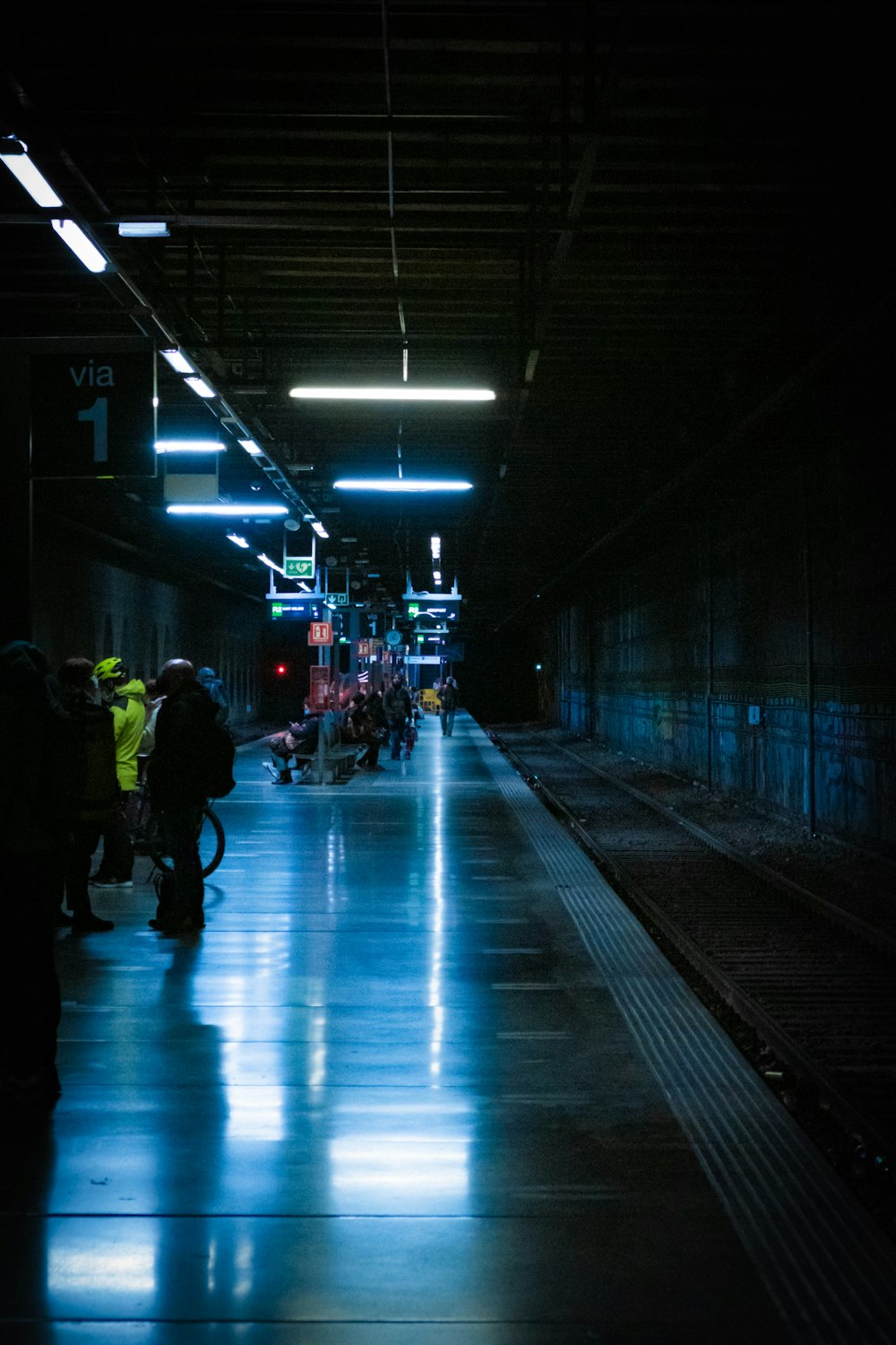 people walking on train station
