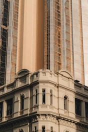 Old building facade blending with modern architectural elements