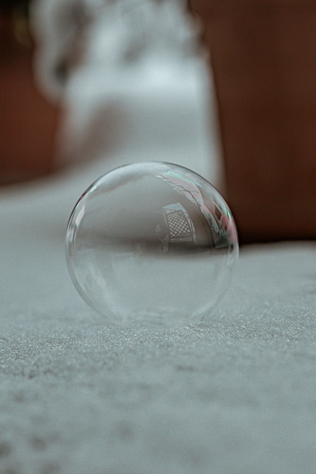 clear bubble on white table