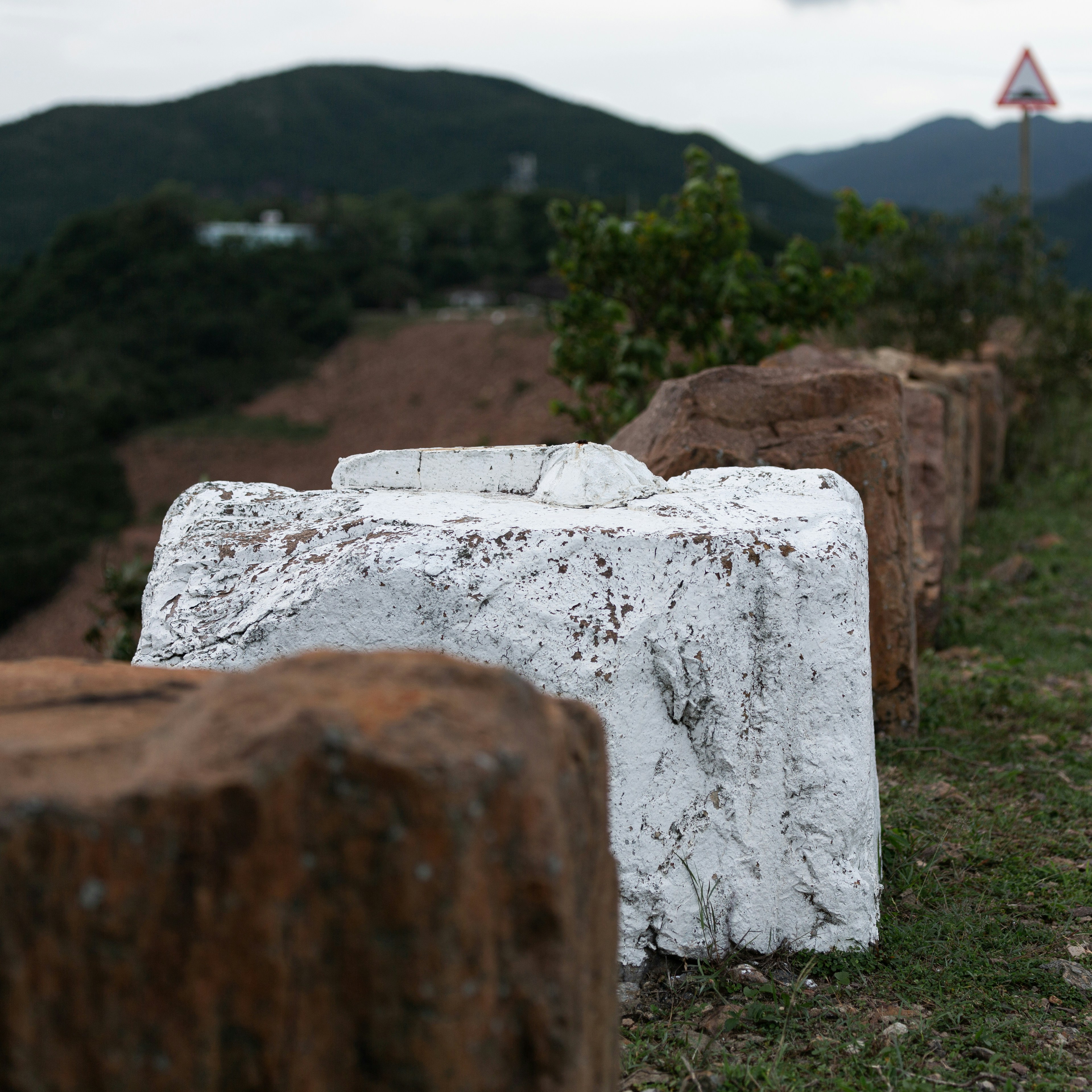 piedra de hormigón blanco en campo de hierba verde durante el día