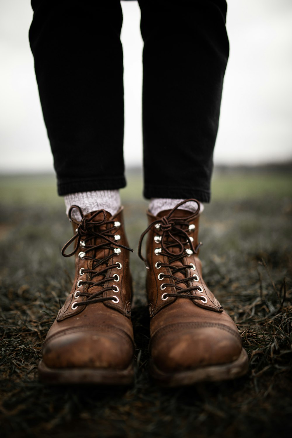 person in black pants and brown hiking shoes photo – Free Shoes Image ...