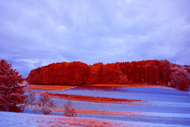 A modern landscape photograph with dynamic colors.