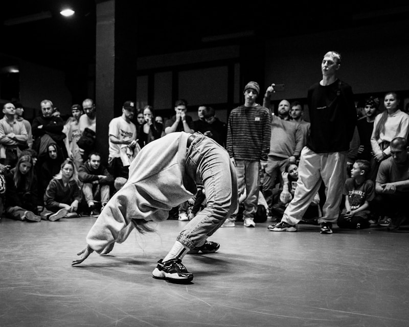 Breakdancer performing a freeze move