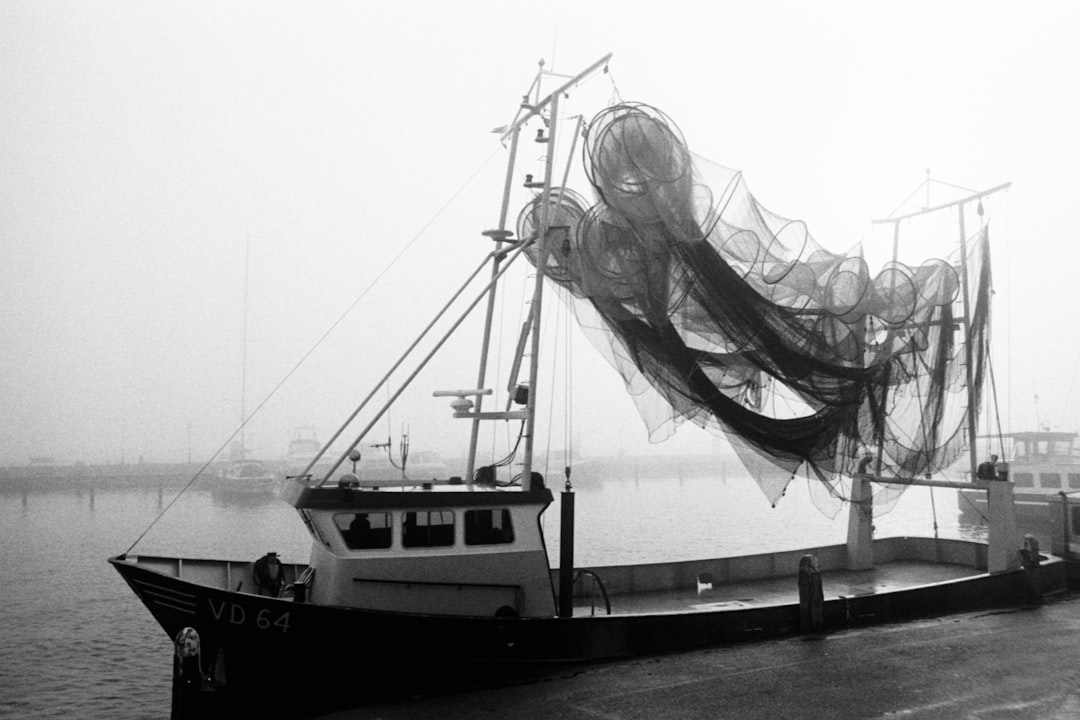 grayscale photo of sail boat on dock