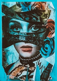 A captivating surreal portrait featuring a masked woman.