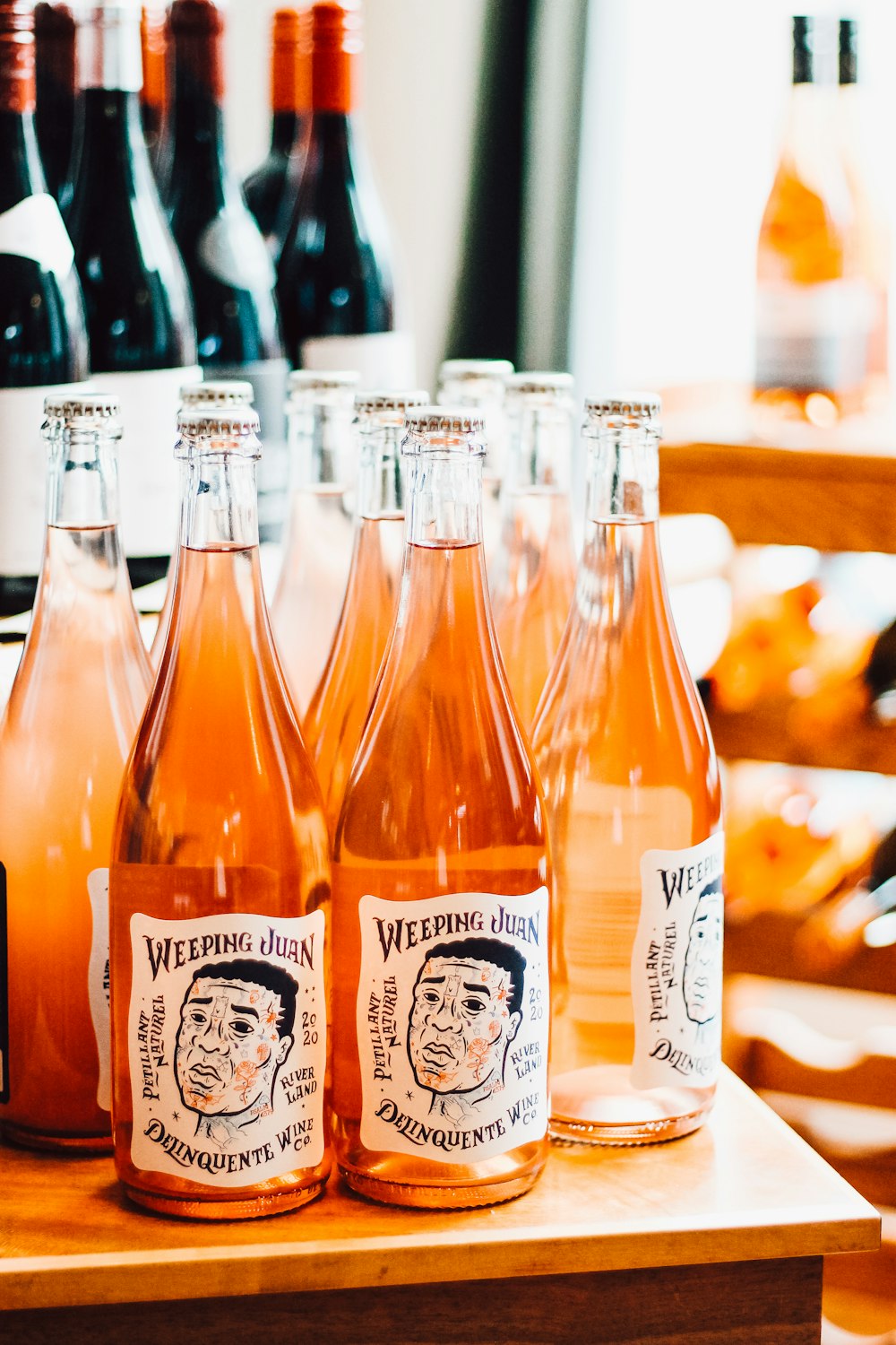 orange and white glass bottles