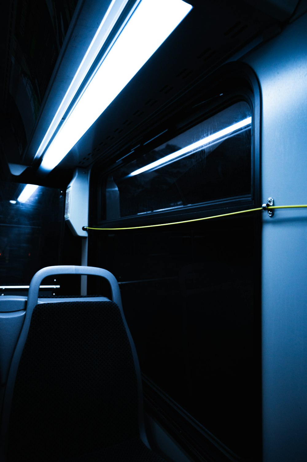 blue and white train seats